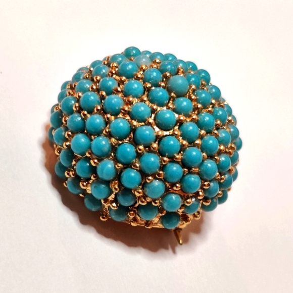 Signed Marcel Boucher Turquoise Ball Sphere Brooch - Picture 15 of 15